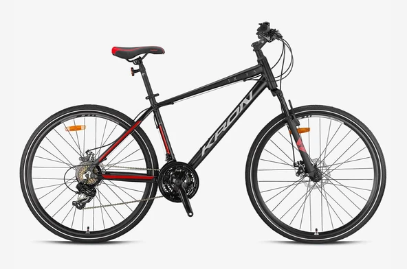 KRON TX 75 28 JANT 21 VİTES MEKANİK DİSK FREN ŞEHİR BİSİKLETİ FULL SHIMANO ALÜMİNYUM-SİYAH GRİ-KIRMIZI 17" (GREENWAY BİSİKLET) ürün görseli 1