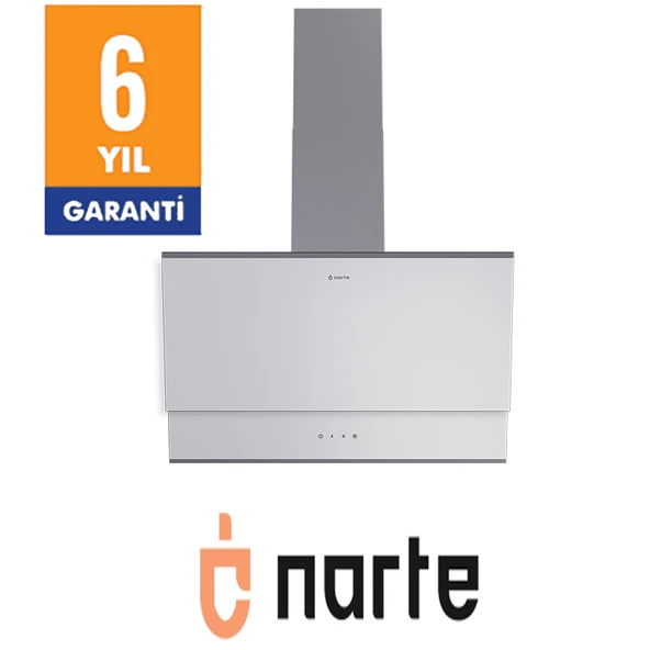 NARTE-H10060W 60CM BEYAZ CAM INOX CITALI ÇİFT CAMLI EĞİMLİ DAVLUMBAZ ürün görseli 1