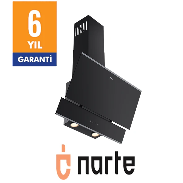 NARTE-H10060B 60CM SIYAHCAM INOX CITALI ÇİFT CAMLI EĞİMLİ DAVLUMBAZ ürün görseli 1