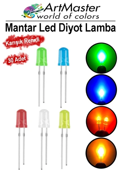 Mantar Led Lamba Diyot 30 Lu 1 Paket Karışık Renkli 4.8 mm Led Lamba Mini Mantar Elektronik Aydınlatma Ampulü ürün görseli 1