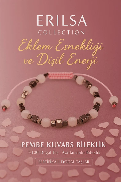 Sertifikalı Eklem Esnekliği ve Dişil Enerji Bilekliği - Pembe Kuvars Terahertz Taşı– Doğal Taş 6 mm ürün görseli 1