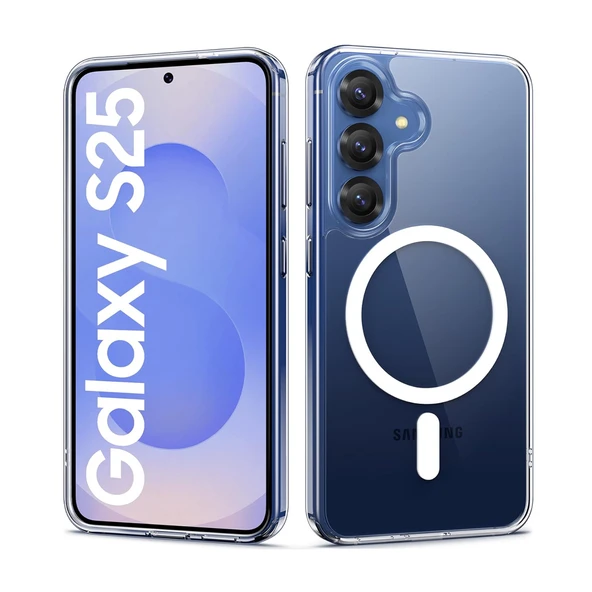 Samsung Galaxy S25 Kılıf Magsafe Özellikli Şeffaf Silikon Kapak ürün görseli 1