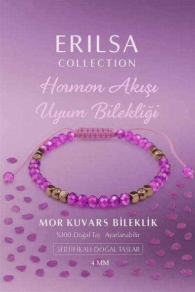 Sertifikalı Hormon Akışı Uyum Bilekliği - Mor Kuvars Terahertz Doğal Taş 4 mm ürün görseli 1