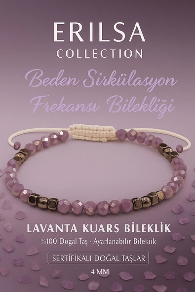Sertifikalı Beden Sirkülasyon Frekansı Bilekliği -  Lavanta Kuvars Terahertz Doğal Taş 4 mm ürün görseli 1