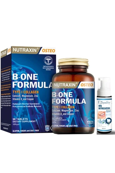 Osteo B-One Formula Type I Collagen 90 Tablet 129 g- Diş Beyazlatıcı Köpük Hediye ürün görseli 1