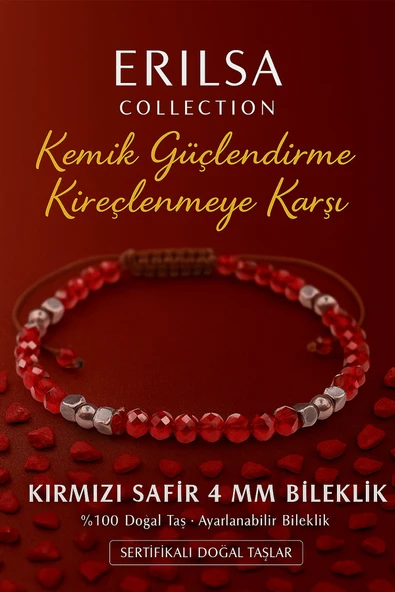 Sertifikalı Kemik Güçlendirme ve Kireçlenme Karşıtı Bileklik - Kırmızı Safir Terahertz Doğal Taş ürün görseli 1