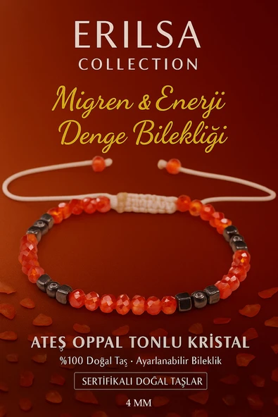 Sertifikalı Migren ve Enerji Denge Bilekliği – Ateş Opal Tonlu Kristal Terahertz İnce Model ürün görseli 1