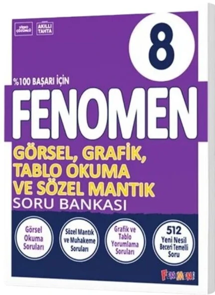 8. Sınıf Görsel Grafik Tablo ve Sözel Mantık Soru Bankası Fenomen Okul Yayınları ürün görseli 1