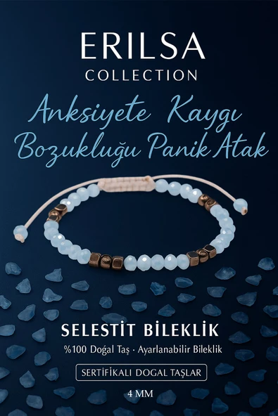 Sertifikalı Anksiyete Kaygı ve Panik Atak Dengesi Destekleyici Bilekliği - Selestit Taşı ürün görseli 1