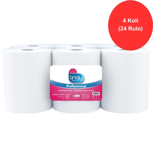 Linay Fotoselli Kağıt Havlu 6 Rulo x 4 Koli – Toplam 24 Rulo, 2 Katlı, 21 cm x 67 m, %100 Selüloz ürün görseli 1