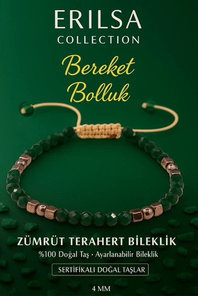 Sertifikalı Bereket ve Bolluk Bilekliği – Zümrüt Terahertz Doğal Taş İnce Model ürün görseli 1