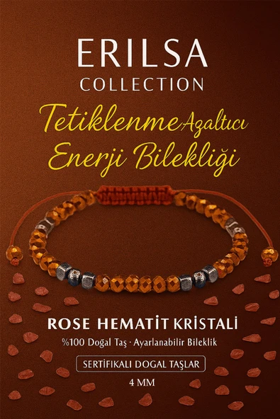 Sertifikalı Tetiklenme Azaltıcı Enerji Bilekliği - Rose Hematit Kristali Doğal Taş 4mm ürün görseli 1