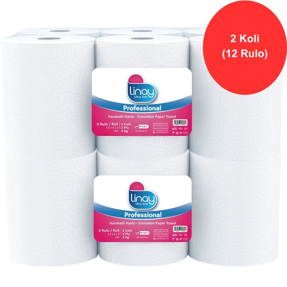 Linay Fotoselli Kağıt Havlu 6 Rulo x 2 Koli – Toplam 12 Rulo, 2 Katlı, 21 cm x 67 m, %100 Selüloz ürün görseli 1