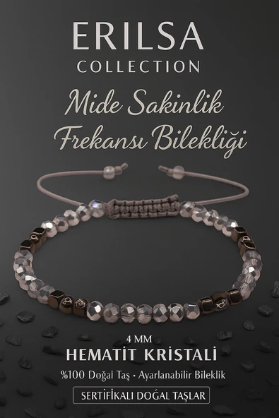 Sertifikalı Mide Sakinlik Frekansı Bilekliği – Hematit Kristali Terahertz İnce Model ürün görseli 1