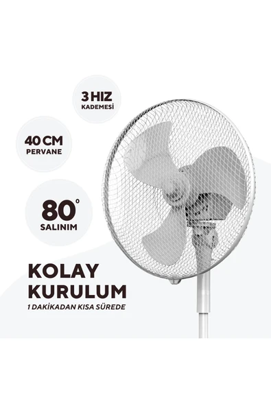 KUMTEL Beyaz Vantilatör 16'' (3P) Ktf-290 ürün görseli 1
