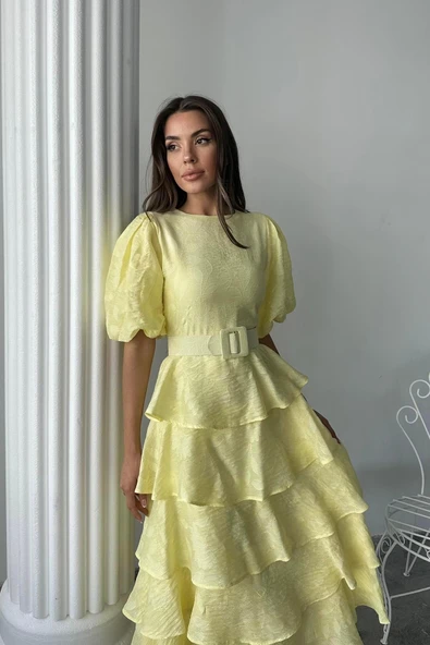 8579 ELISA KAT KAT BALON KOL ELBİSE - Resim 8
