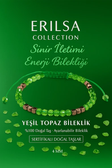 Sertifikalı Sinir İletimi ve Enerji Akışı Destekleyici Bilekliği - Yeşil Topaz Terahertz Doğal Taş ürün görseli 1