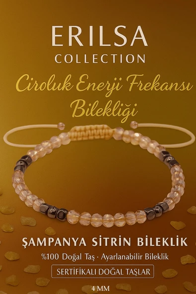 Sertifikalı Şampanya Sitrin Bereket ve Ciro Enerji Frekansı Bilekliği - 4 mm ürün görseli 1