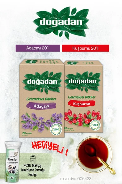 Doğadan Kuşburnu ve Adaçayı Poşet Çay ve Rosie Hediyeli ürün görseli 1