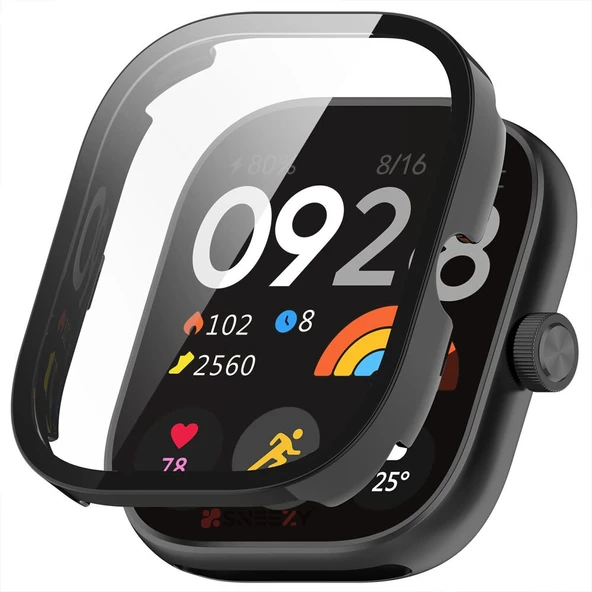Sneezy Xiaomi Redmi Watch 4 Uyumlu PC Sert Kasa Ve Ekran Koruyucu  Siyah ürün görseli 1