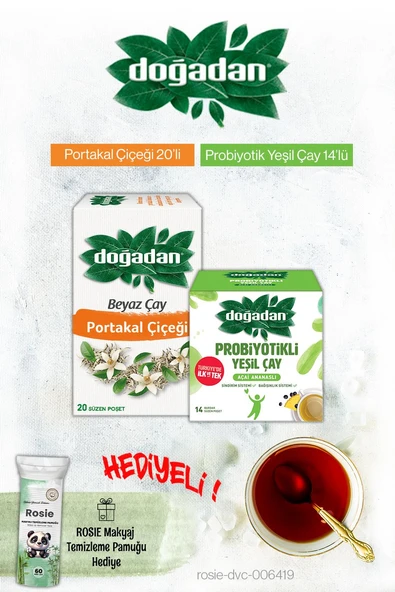 Doğadan Beyaz Çay Portakal Çiçeği ve Probiyotikli Açai Ananas Poşet Çay ve Rosie Hediyeli ürün görseli 1