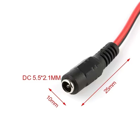 Nif Bilişim 12 Volt Dişi Power Jack DC 12V Dişi Kablolu Besleme Jakı 12 Volt CCTV Jack DC Dişi 5.5mm Dış Çap 2.1mm İç Çapı Vardır ürün görseli 1