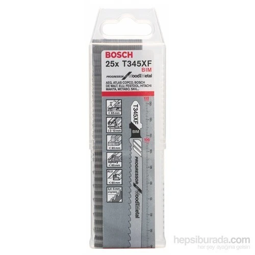 Bosch Ahşap Ve Metal İçin T 345 Xf Dekupaj Testeresi Bıçağı - 25 Adet ürün görseli 1