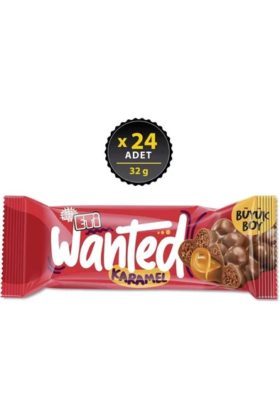 Eti Wanted Buğday Gevrekli Karamelli Bar 32 g x 24 Adet ürün görseli 1