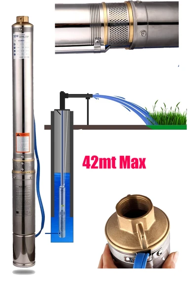 STAXX POWER 4SDM4/6 Paslanmaz Çelik Dikey 6 Kademeli Derin Kuyu Dalgıç Pompası 4'' 0.5Hp Monofaze Max 42Mt ürün görseli 1