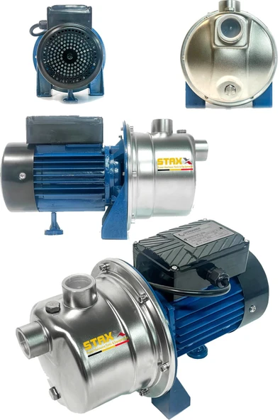 STAXX POWER Bakır Sargı Krom Dişli Şanzıman 1HP İnox Paslanmaz Çelik Gövde 8Mt Kendinden Emişli 72Mt Dik Basar ürün görseli 1