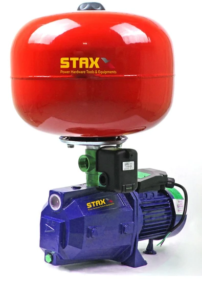STAXX POWER Bakır Sargı Qpj100 24lt Tanklı Santrifüj Otomatik Hidrofor 4 Daire Paket Hidrofor Pompa Seti 1 Hp ürün görseli 1