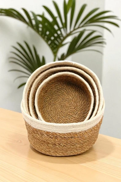Digithome 4’lü Naturel Yuvarlak Organizer Sepet - PNL-PH35 S/4 ürün görseli 1