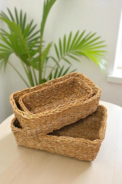 Digithome 3’lü Naturel  Dikdörtgen Organizer Sepet -PNL-PH31 S/3 ürün görseli 1