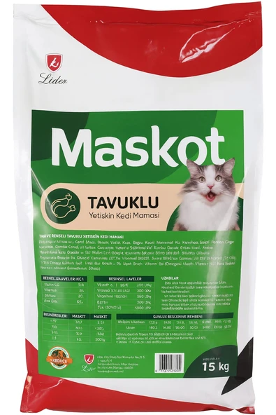 MASKOT TAVUK ETLİ KEDİ MAMASI 15 KG ürün görseli 1