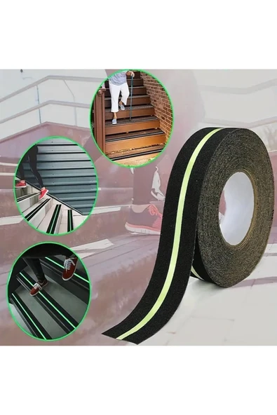 Fosforlu Kaydırmaz Bant 50mmx25mt Yeşil Fosforlu Merdiven Bandı 50mm Fotolümenli ürün görseli 1