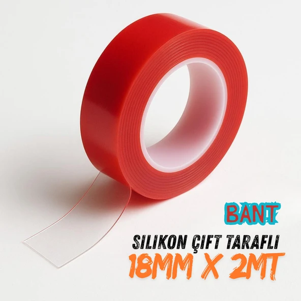 Çift Taraflı Silikon Bant Kırmızı Güçlü Yapışkanlı Su Geçirmez Bant Çerçeve Tablo Bandı 18x2m ürün görseli 1