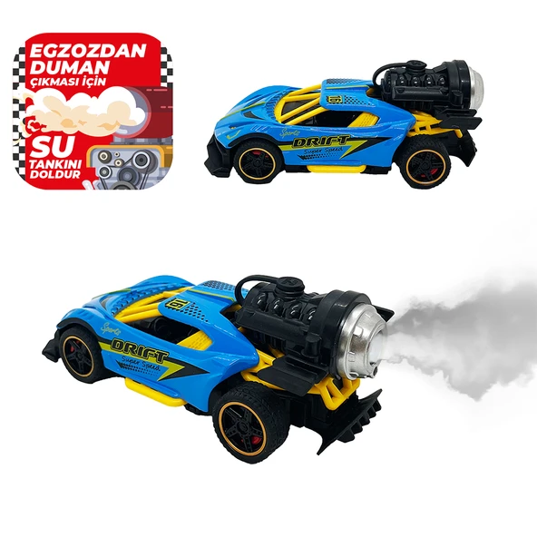 Spray Fonksiyonlu Pilli Metal Çek Bırak Araba Sesli Işıklı Mavi ürün görseli 1