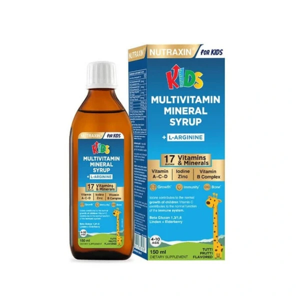 Nutraxin Kids Multivitamin Mineral Şurup 150 ml - L-Arginin Destekli ürün görseli 1
