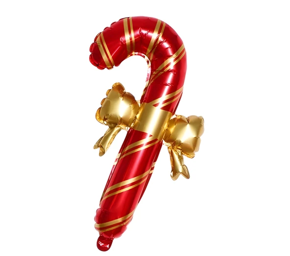 Gold Kurdeleli Kırmızı Baston Şeker Folyo Balon 65x37 cm ürün görseli 1