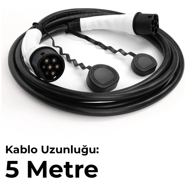 22KW Tip 2 5m Şarj Kablosu + Su Geçirmez Taşıma Çantası Seti | 32A Trifaze ürün görseli 1
