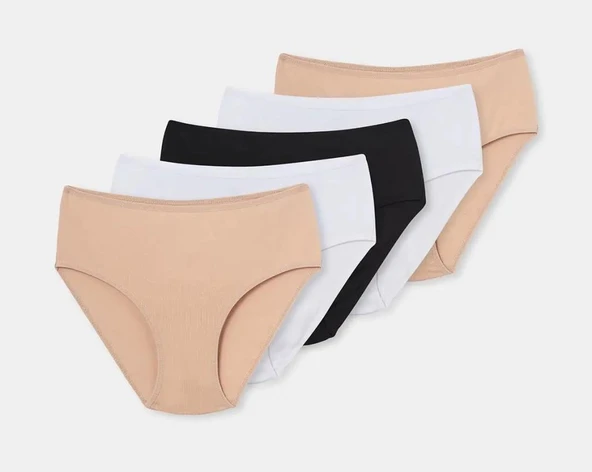 5 li Paket Dagi Bayan Yüksek Bel Slip Külot 5104KC ürün görseli 1