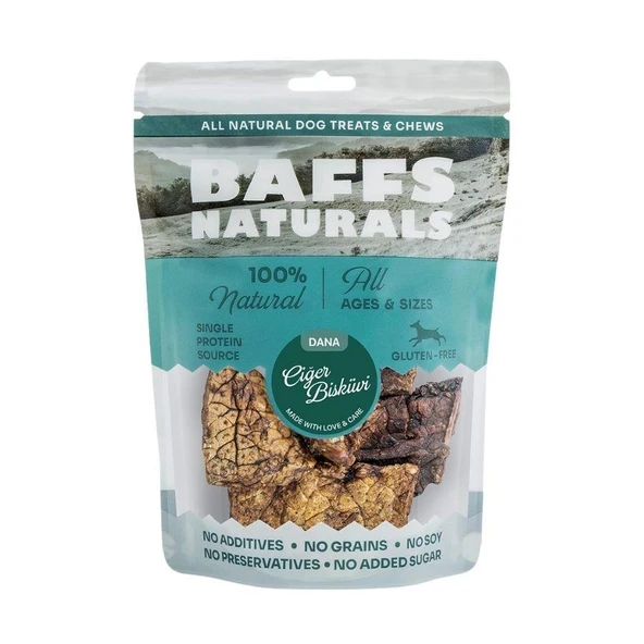 Baffs Naturals Kurutulmuş Dana Ciğer Bisküvi Köpek Ödülü 100 gr ürün görseli 1