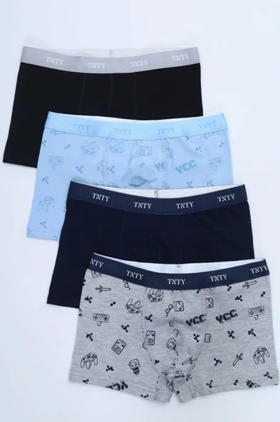 Toontoy Erkek Çocuk Baskılı Desenli  Beli Lastikli 4lü Paket Boxer ürün görseli 1