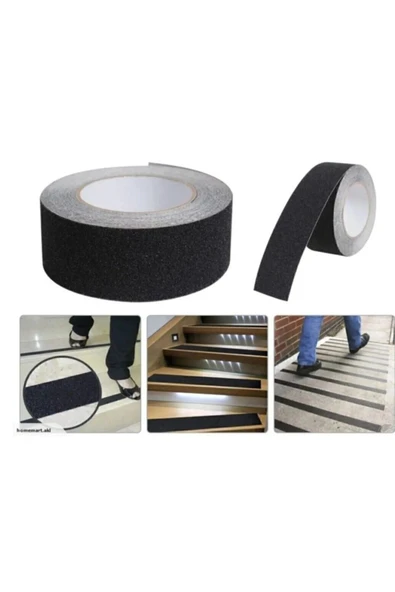 5 Adet Merdiven Ve Zemin Kaydırmaz Kaymaz Bant 50mm X 25mt Siyah ürün görseli 1