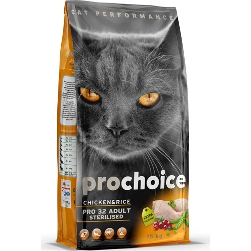 Pro Choice Kısırlaştırılmış Tavuklu ve Pirinçli Kedi Maması 15 Kg ürün görseli 1