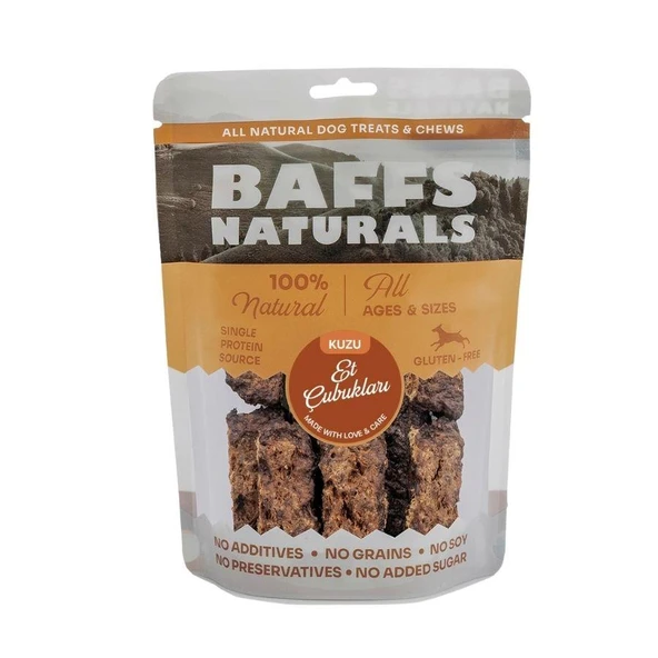 Baffs Naturals Kurutulmuş Kuzu Et Çubukları Köpek Ödülü 100 gr ürün görseli 1
