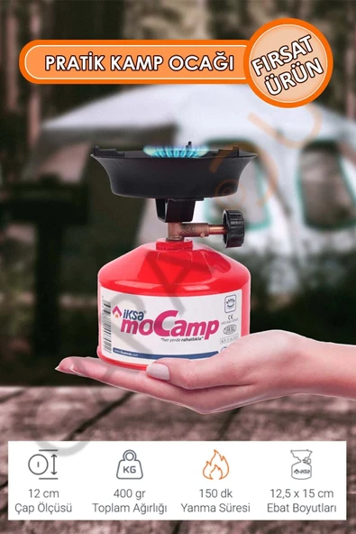 Portatif Mocamp Kamp Ocağı, Piknik Ocağı, Minik Tüp Kırmızı - 1 Adet Çakmak Gazı ürün görseli 1