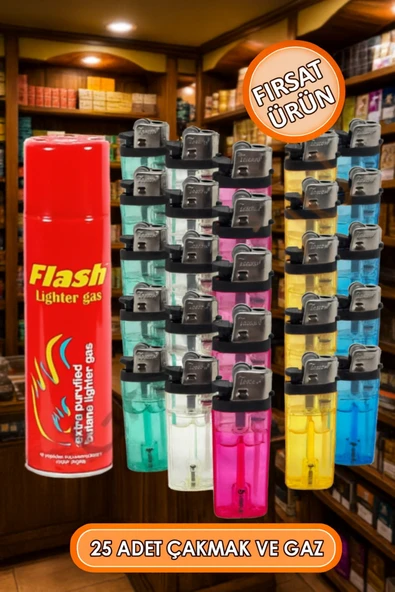 25 Adet Şeffaf Taşlı Çakmak, 1 Paket 25 Adet Doldurulabilir ürün görseli 1