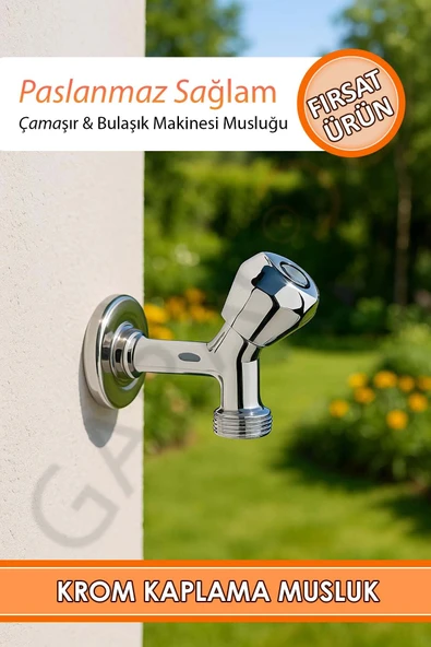 Paslanmaz Kaliteli Çamaşır Ve Bulaşık Makinesi Musluğu Uzun Ömürlü Krom Kaplama Musluk Çeşme ürün görseli 1