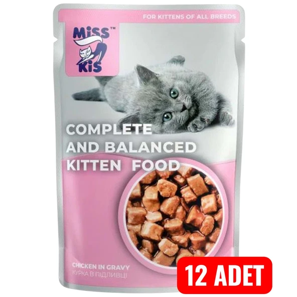 MİSS KİS 100 GR  KİTTEN CHICKEN YAŞ MAMA 12 ADET ürün görseli 1